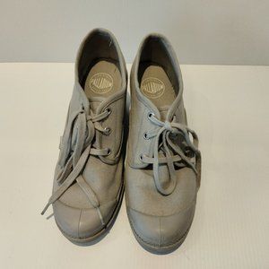 VGUC Palladium Pampa Grey Oxford Canvas Heel Boots 10 42